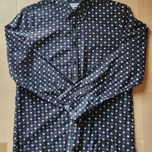 Elegant Black Heart Pattern Men's Shirt
